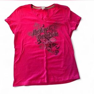 SOLD ON DEPOP Harley-Davidson Pink Graphic Short Sleeve Tee